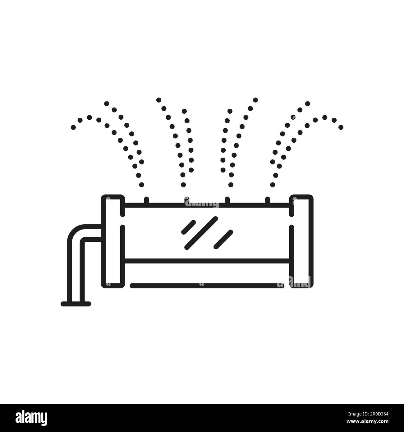 Agriculture and gardening irrigation system icon. Greenhouse watering and lawn sprinkling equipment, aquaponics technology or irrigation automatic sys Stock Vector