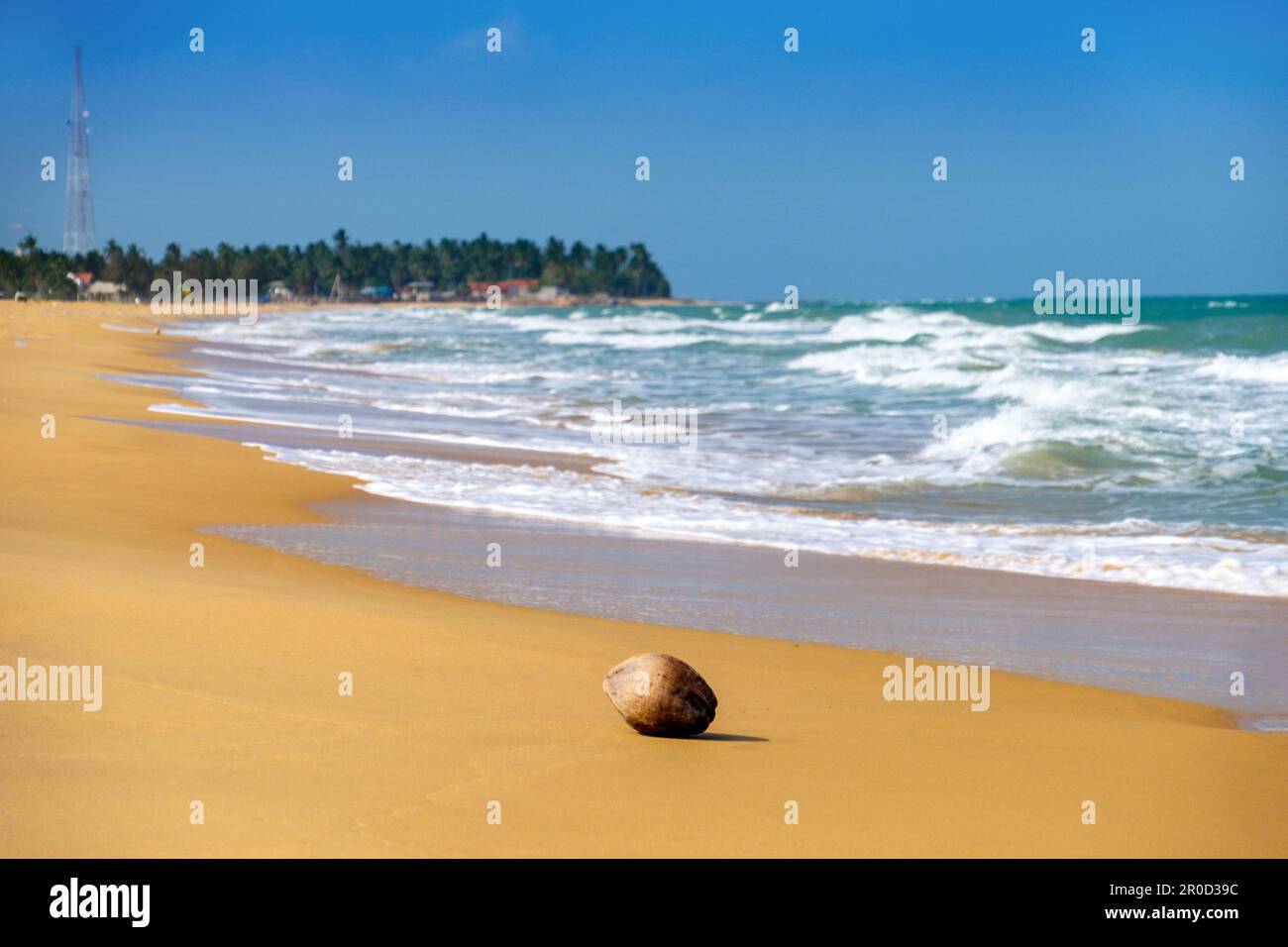 Empty beach on the north east coast of Sri Lanka, Ceylon Stock Photo