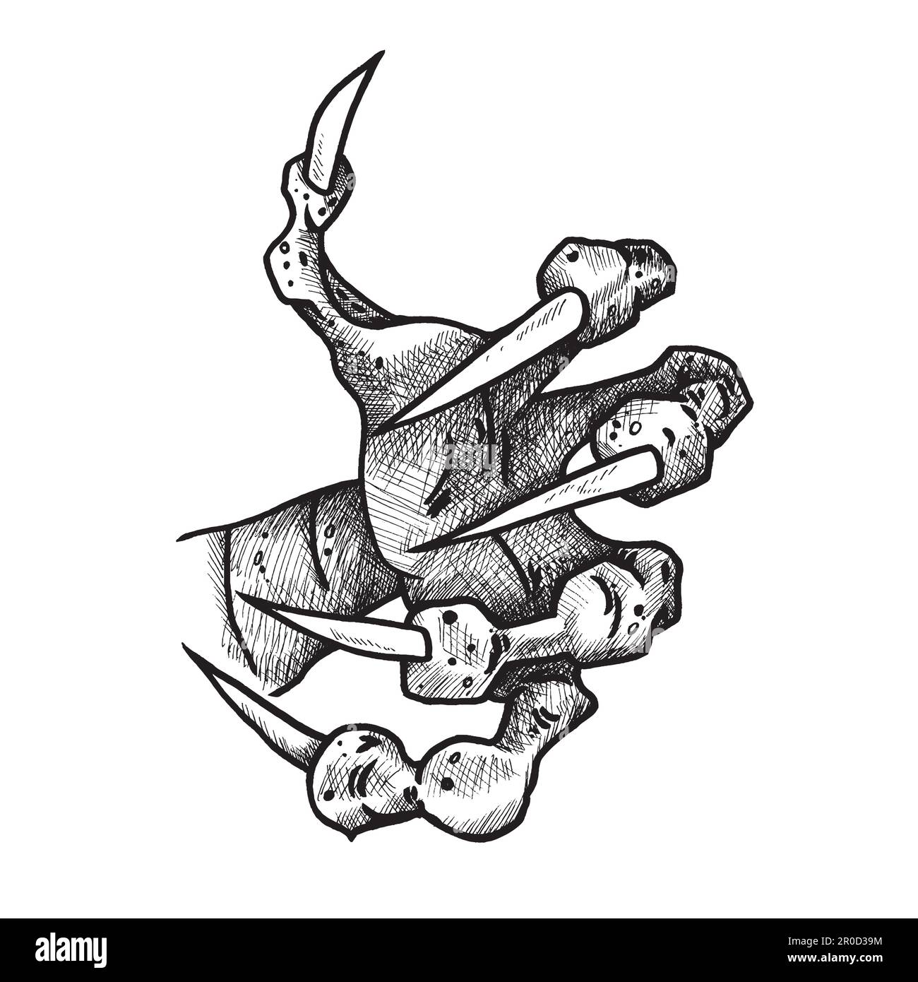 Dragon or monster paw with claws. Wild tattoo. Horror sticker ...