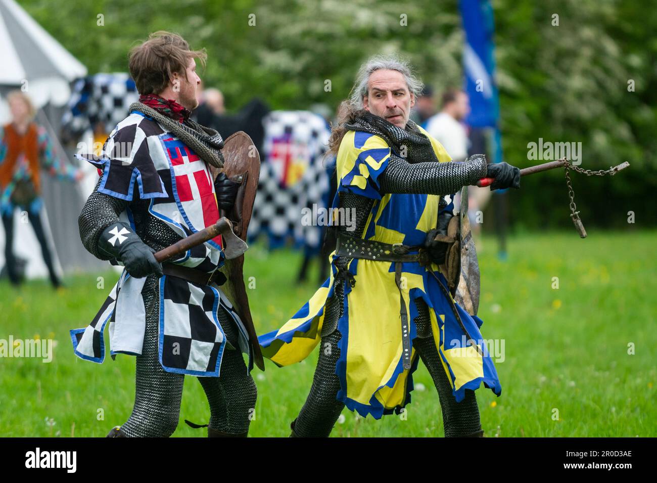 Knight Getting Coronated Chalfont, UK. 8 May 2023. Re enactors as armoured knights take part in ...