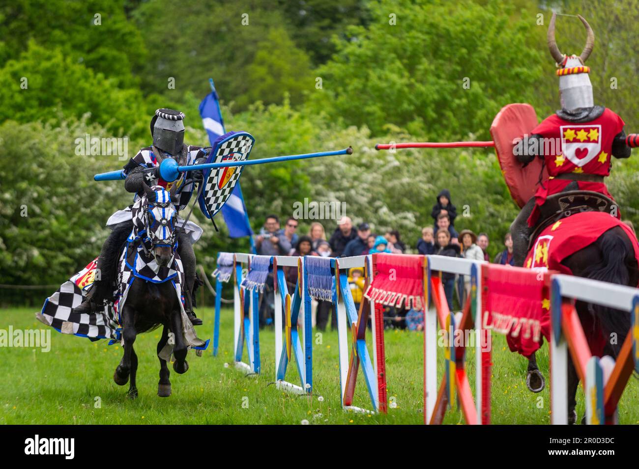 Knight Getting Coronated Chalfont, UK. 8 May 2023. Re enactors as armoured knights take part in ...