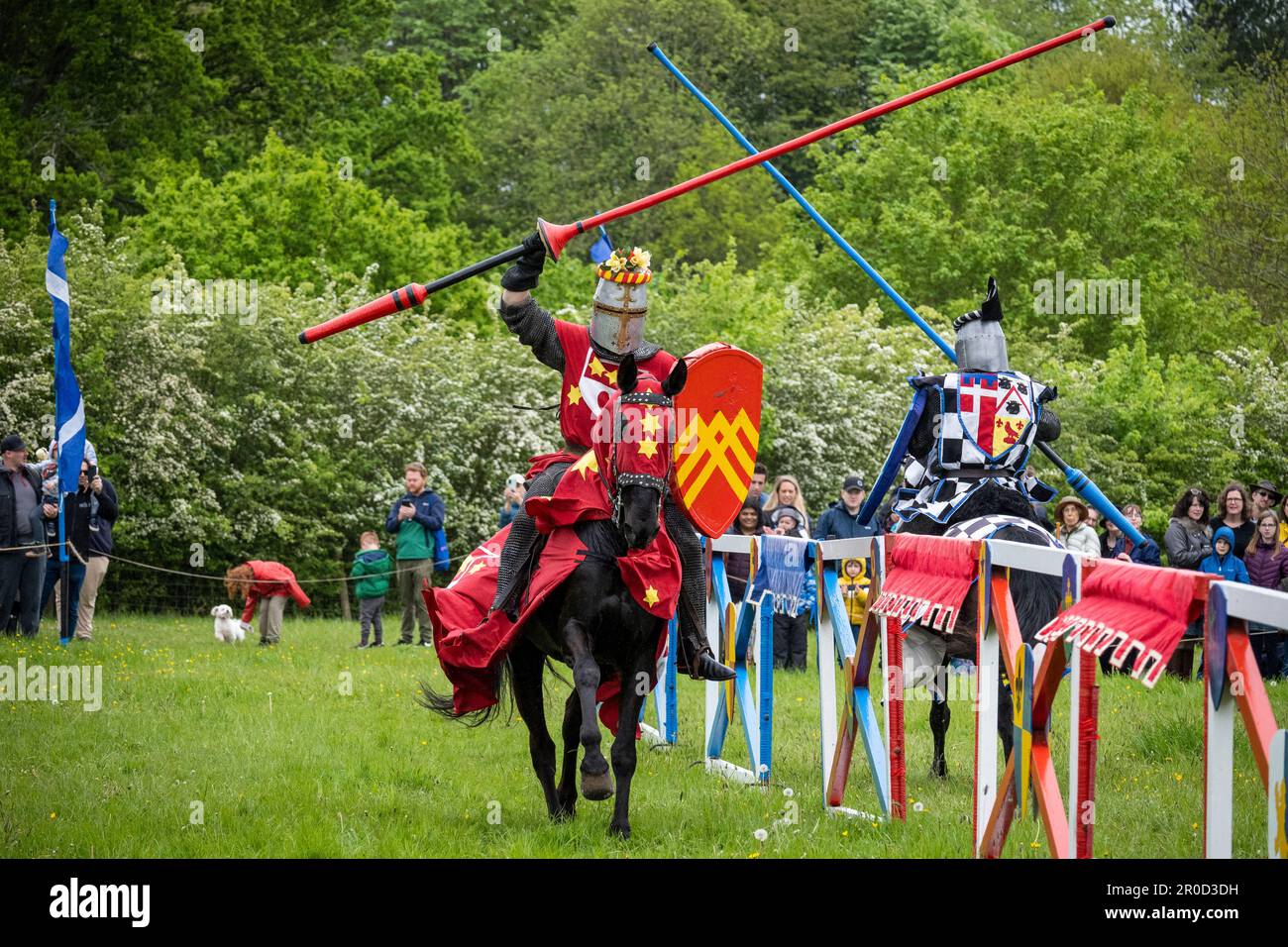 Knight Getting Coronated Chalfont, UK. 8 May 2023. Re enactors as armoured knights take part in ...