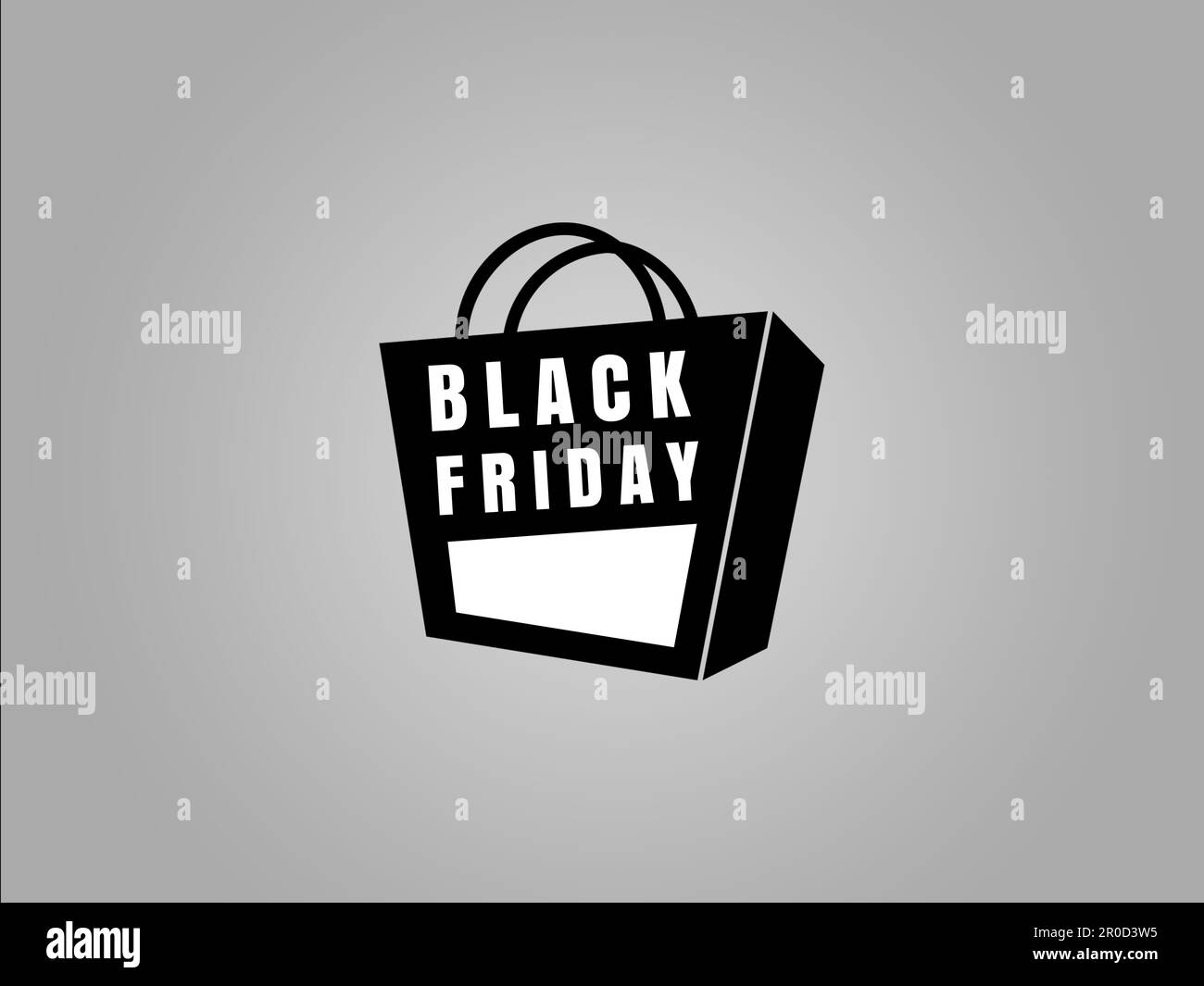 This image features a black shopping bag with the words 'Black Friday' printed on it, set against a plain gray background Stock Photo