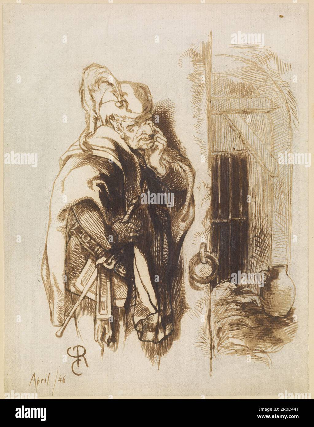 Faust - Mephistopheles Outside Gretchen's Cell, 1846. Artist: Dante Gabriel Rossetti Stock Photo