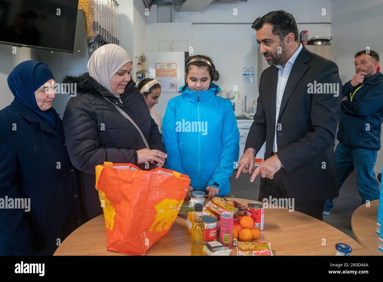 First Minister of Scotland Humza Yousaf meets members of the local ...
