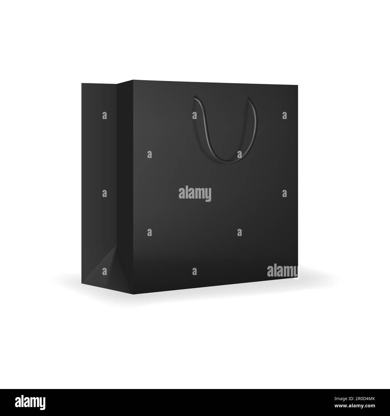 Paper shopping bag with black rope handle mockup. Shop paper paperbag ...