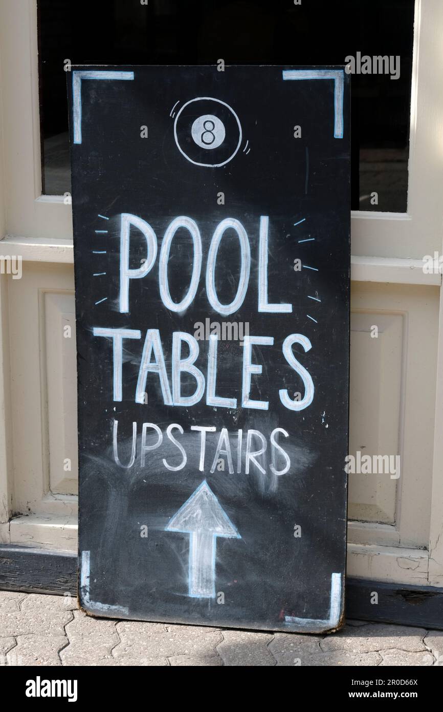 Around Cirencester a small town in the Cotswolds UK  Pool Tables sign Stock Photo