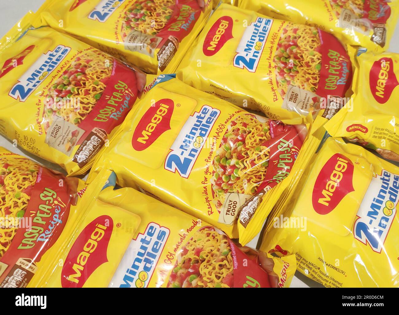 Packets of India's most popular noodle brand Maggi displayed in a shop