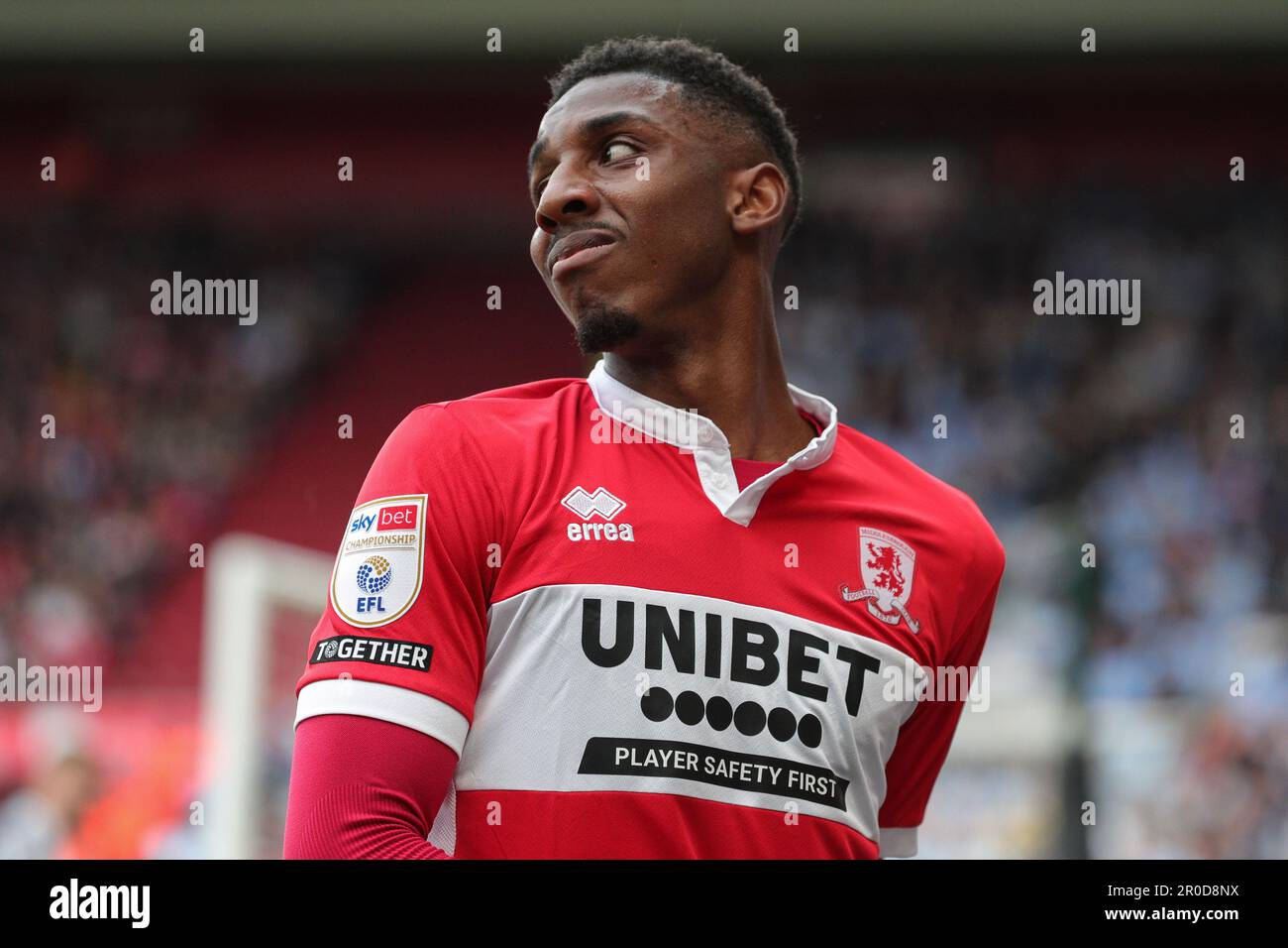 Isaiah Jones #2 of Middlesbrough during the Sky Bet Championship match Middlesbrough vs Coventry City at Riverside Stadium, Middlesbrough, United Kingdom, 8th May 2023  (Photo by James Heaton/News Images) Stock Photo