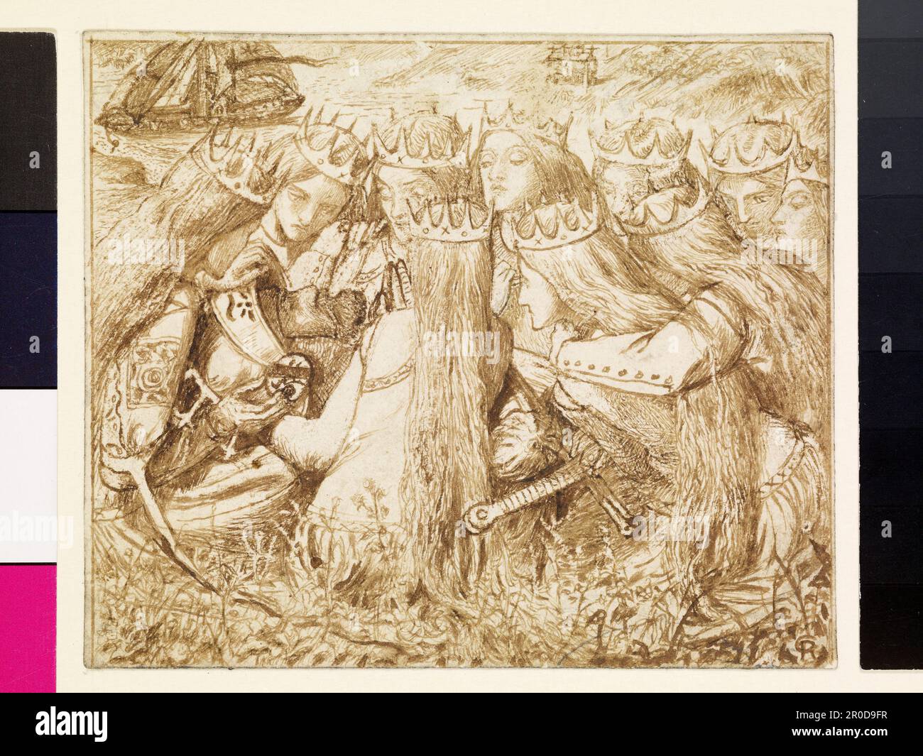 Moxon's Tennyson King Arthur and the Weeping Queens, 1857. Artist