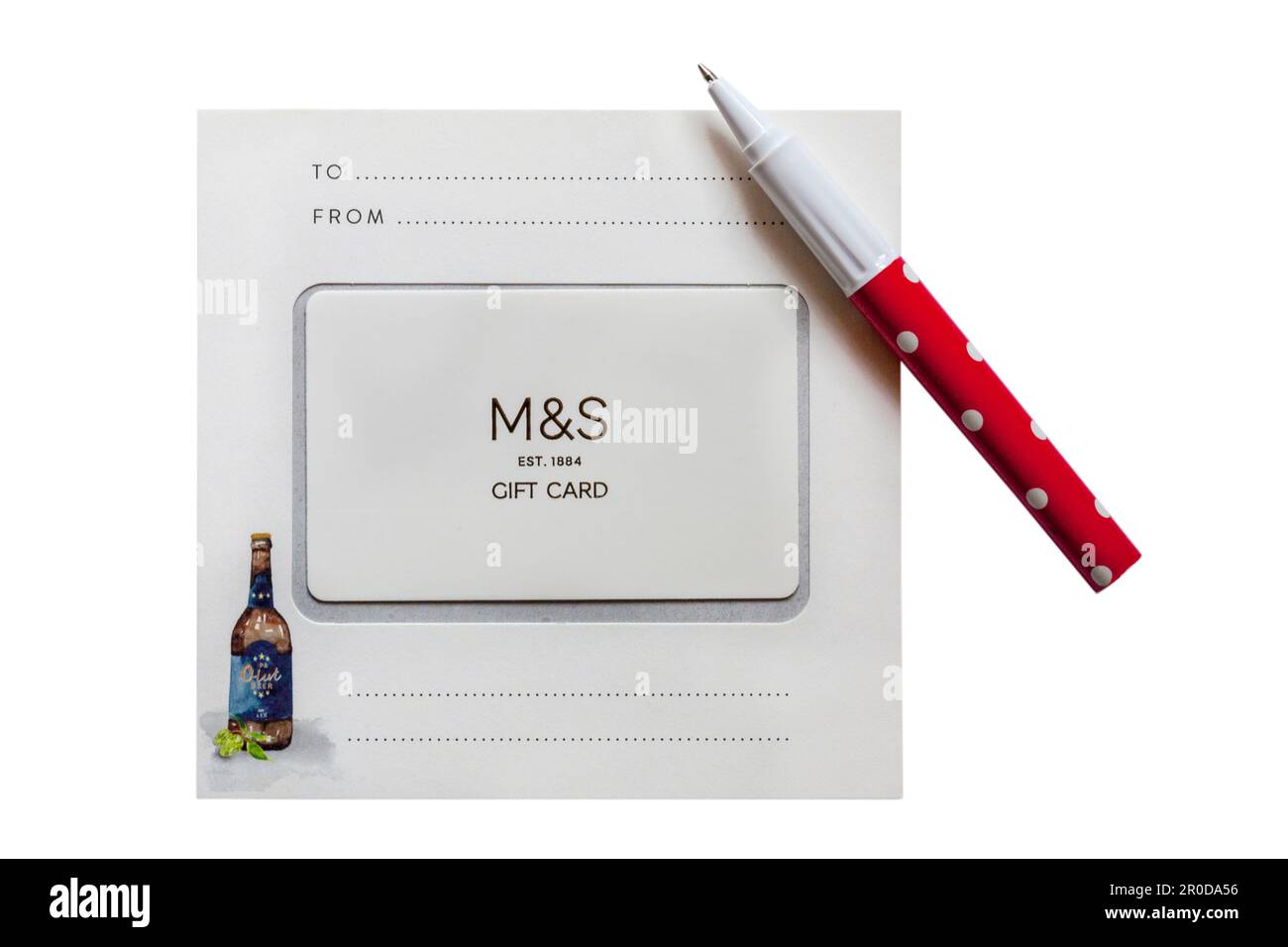 M&S Gift Card giftcard with pen isolated on white background Stock