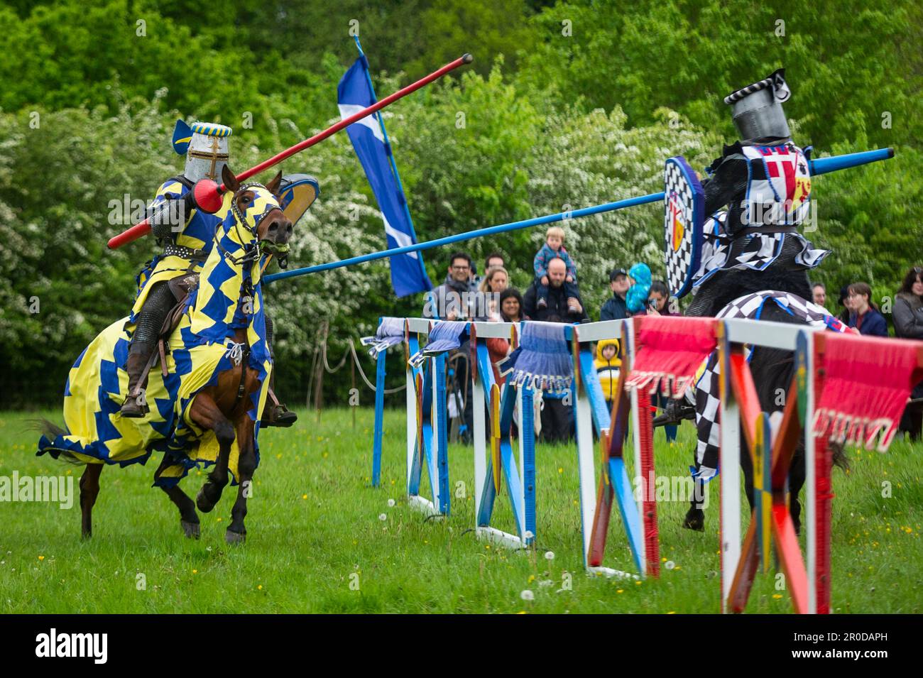 Chalfont, UK. 8 May 2023. Re enactors as armoured knights take part in ...