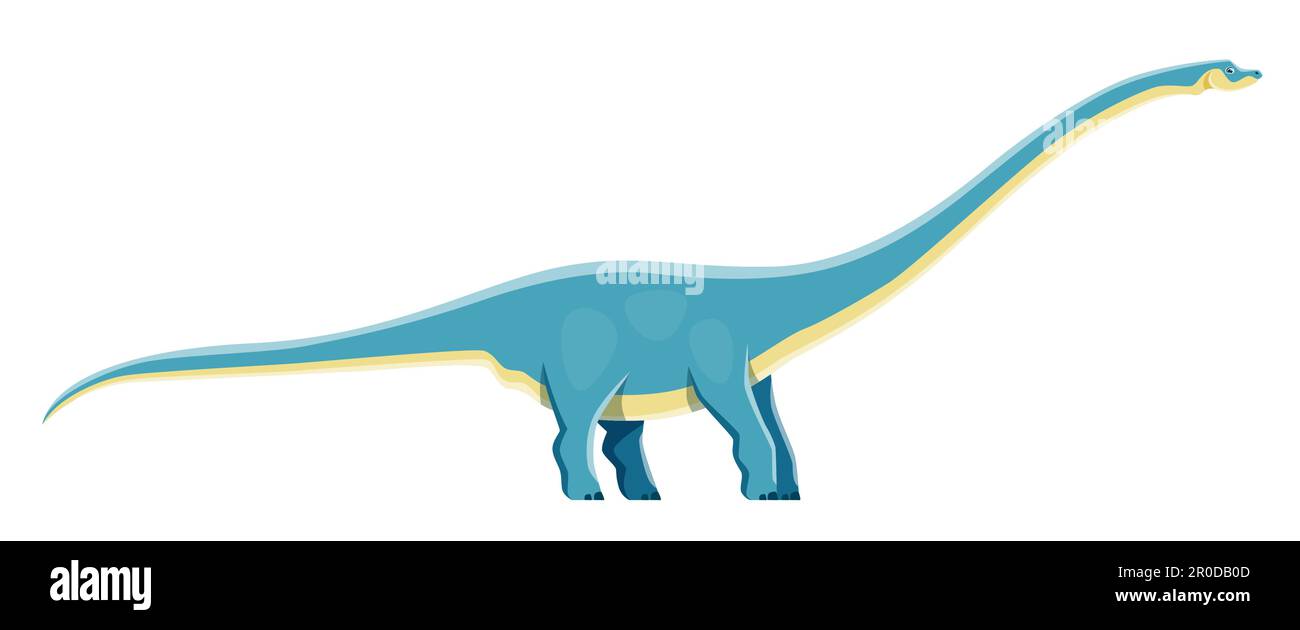 Cartoon dinosaur character, Mamenchisaurus dino of Jurassic collection, vector kids toy. Cute cartoon dinosaur sauropod genus or Mamenchisaurus reptil Stock Vector