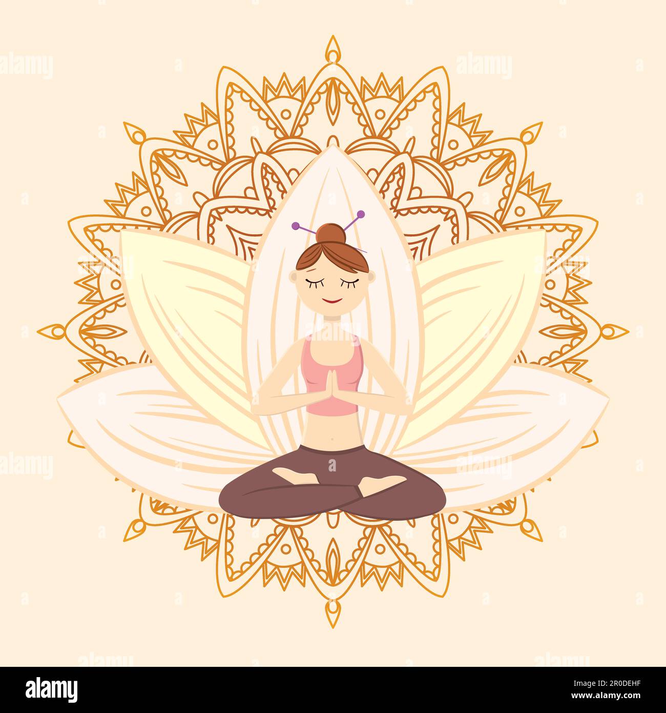 Girl in the lotus position on mandala background Stock Vector Image ...