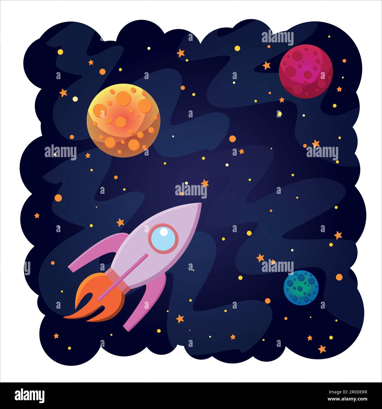Space background with rocket and planets. Vector space background Stock ...