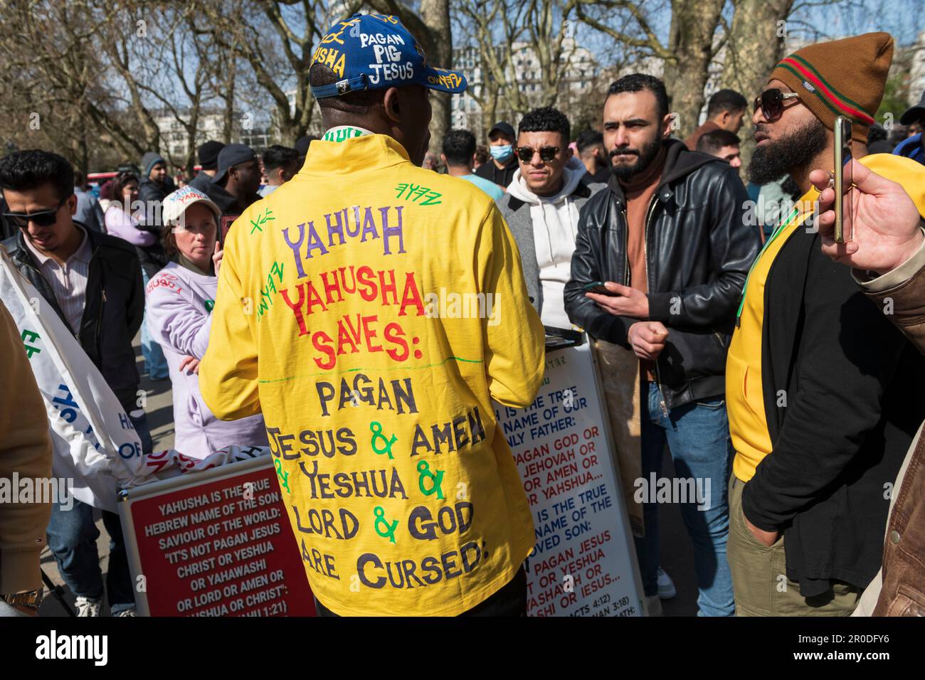 A man speaking about what is the right name of the son of god, Speakers