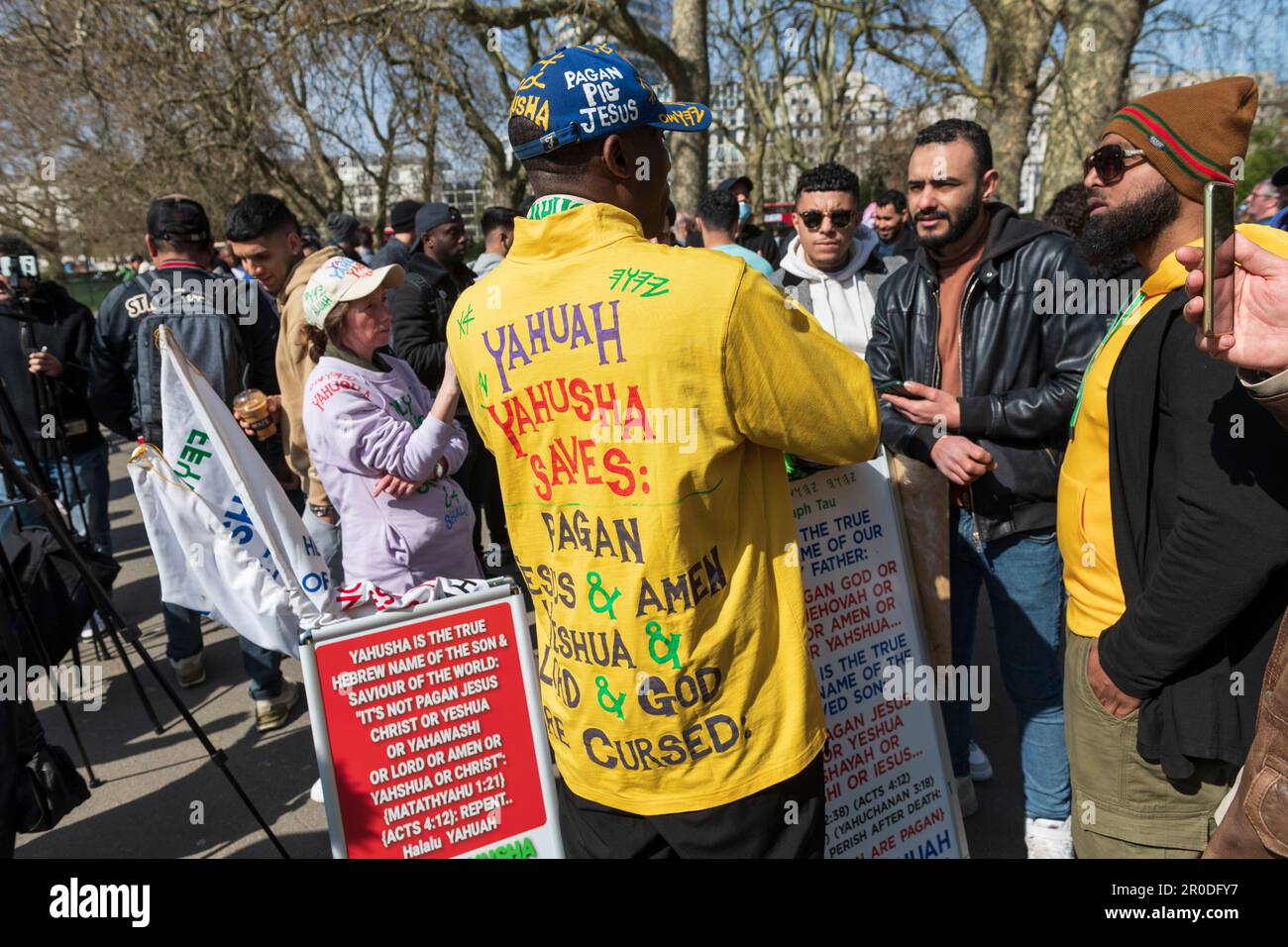 A man speaking about what is the right name of the son of god, Speakers