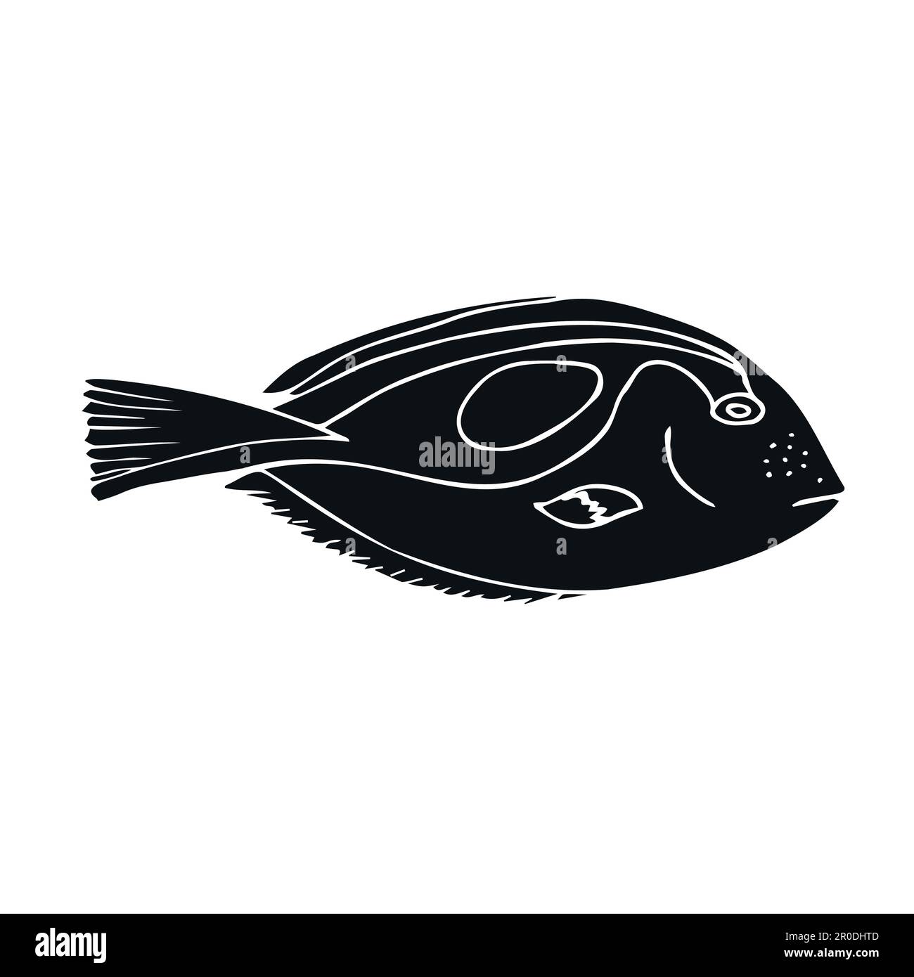 Vector hand drawn doodle sketch black tropical fish isolated on white ...