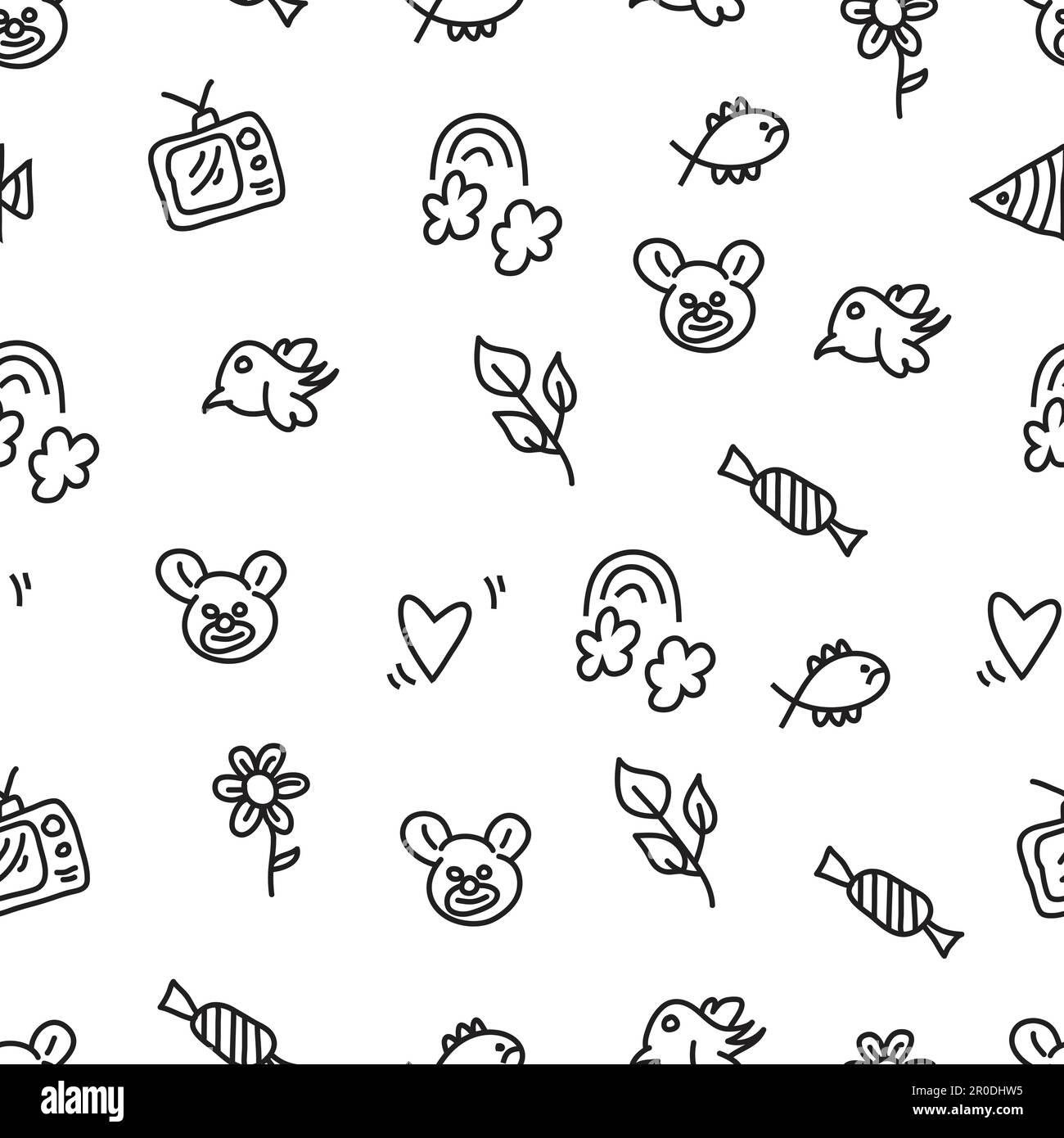 Doodle Art Seamless Pattern Stock Vector