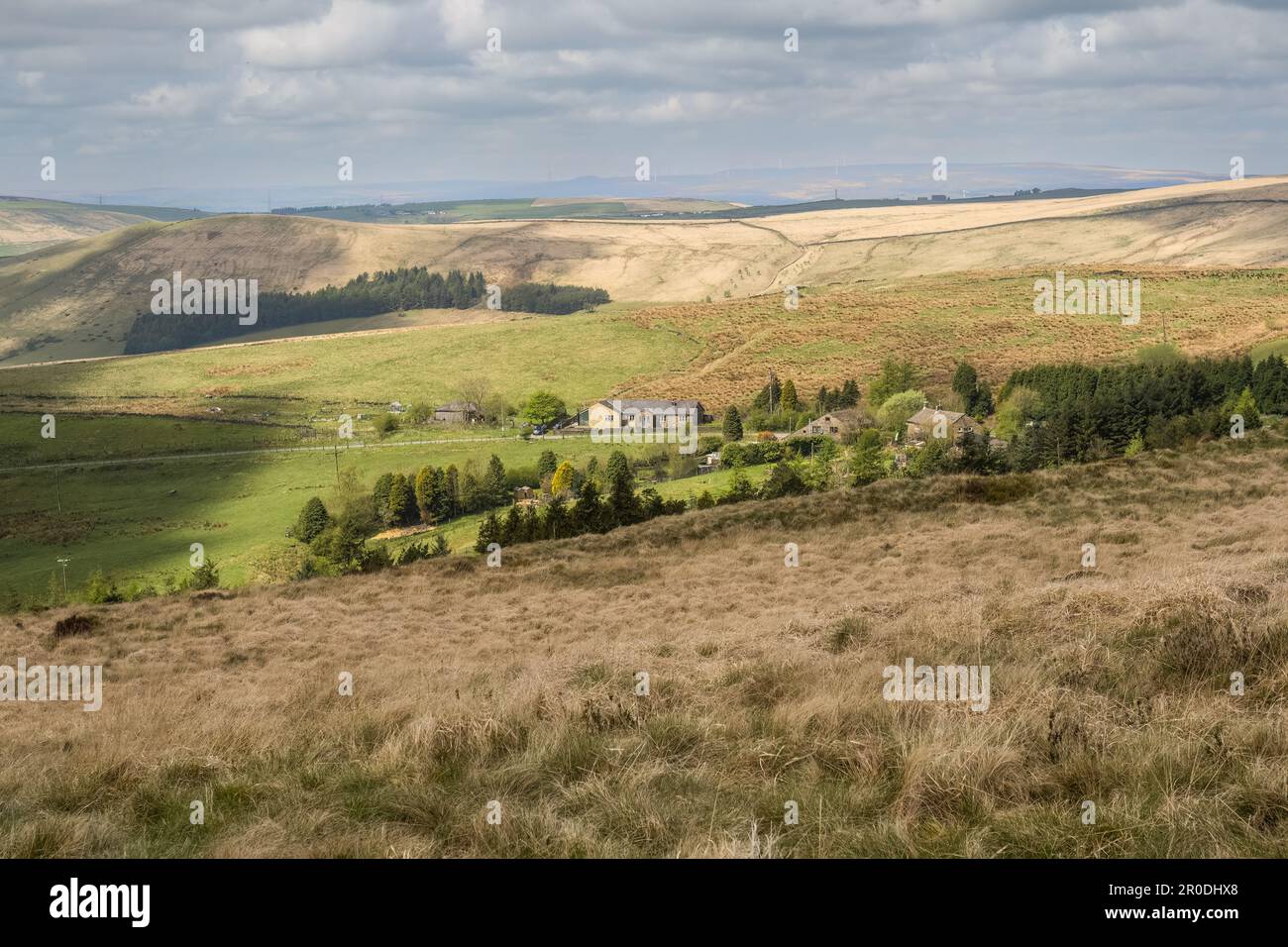 07.05.23 Marsden, West Yorkshire, UK. Farm house on moorland near to