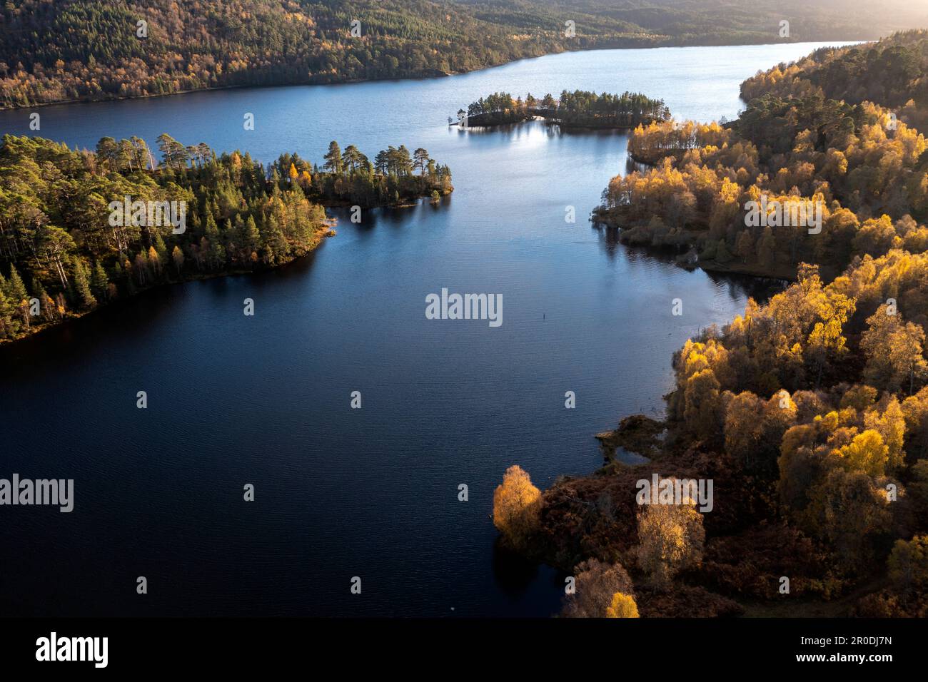 Loch Beinn a' Mheadhoinm, Glen Affric near Cannich, Highlands Scotland. Drone shot Stock Photo