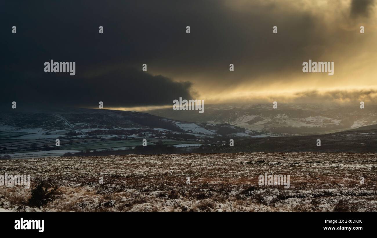 Winter Sky over Commondale and Westerdale, North York Moors National Park Stock Photo