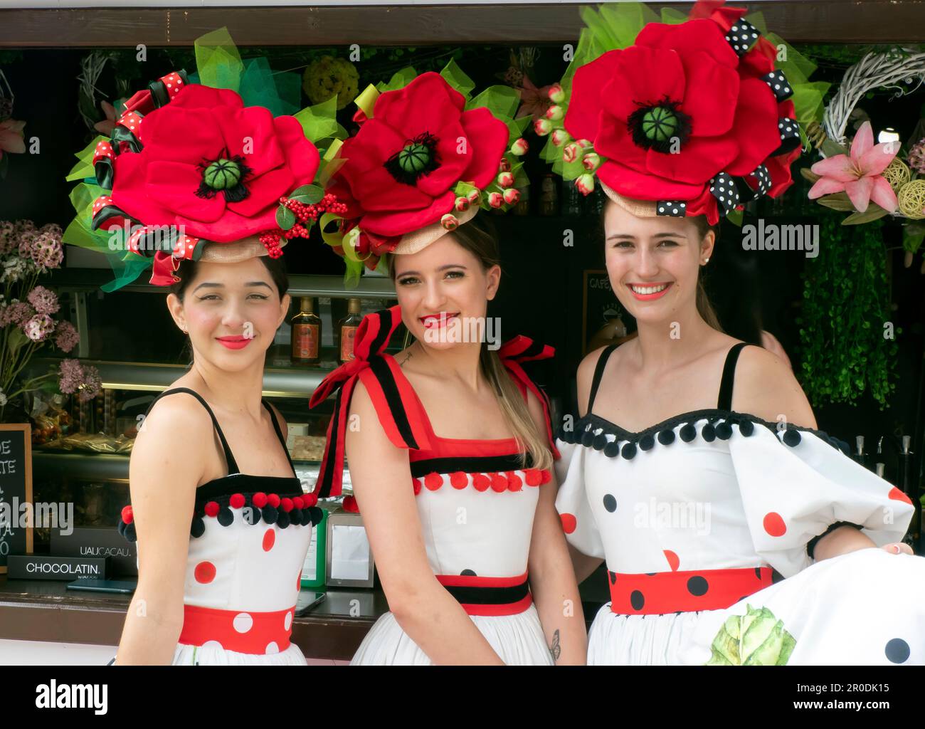 Flower Girls, The May Flower Festival, Funchal, Madeira, Portugal Stock Photo