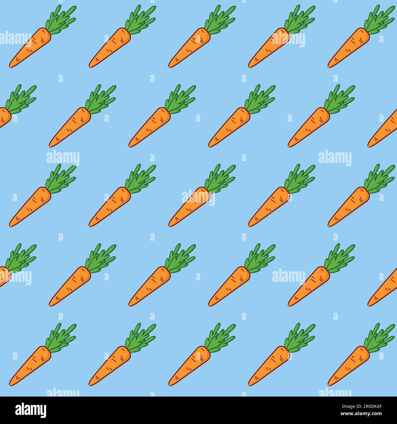 Seamless vector pattern with cartoon carrots. Stock Vector