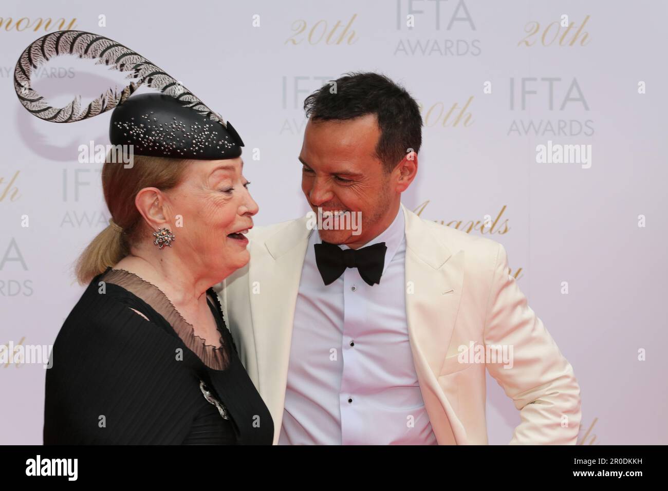 Dublin, Ireland. 7th May 2023. Joan Bergin and Andrew Scott arriving on the red carpet at the Irish Film and Television Awards (IFTAs), Dublin Royal Convention Centre. Credit: Doreen Kennedy/Alamy Live News. Stock Photo