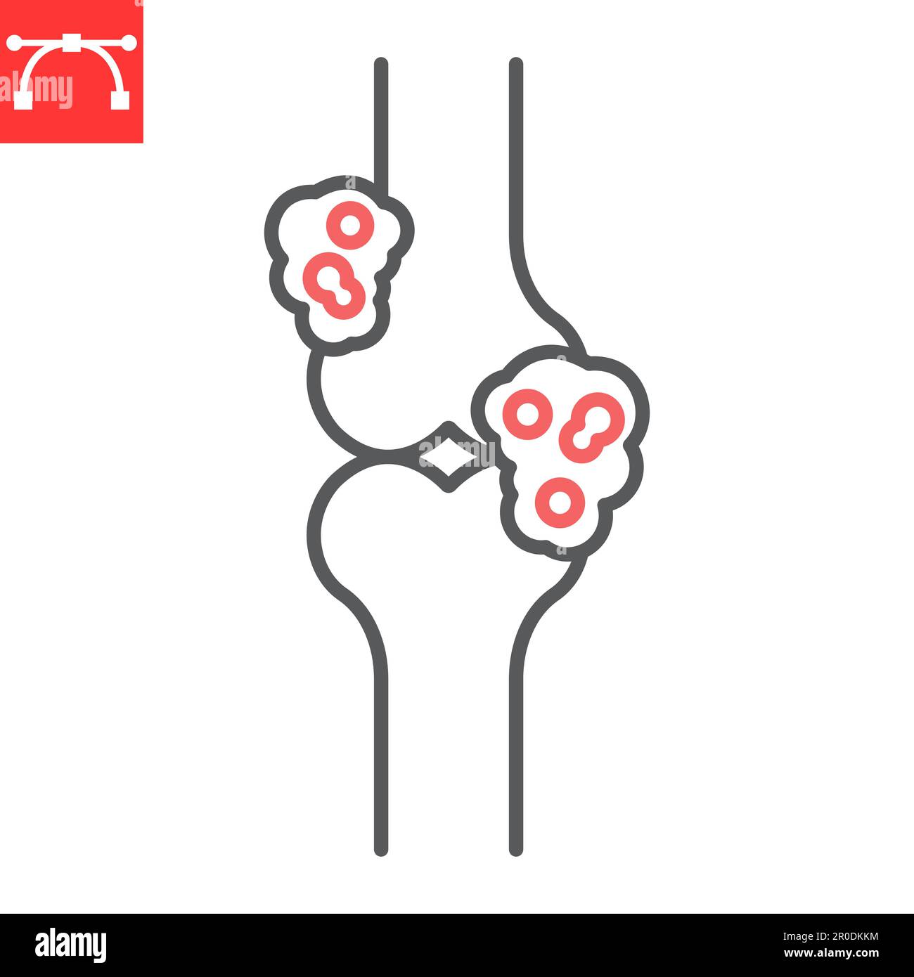 Bone cancer line icon, oncology and medicine, osteogenic sarcoma vector icon, vector graphics, editable stroke outline sign, eps 10. Stock Vector