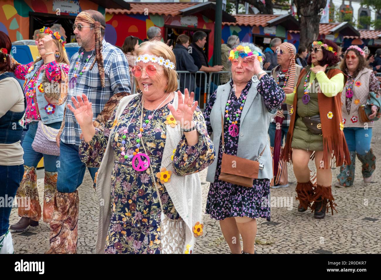 Funchal town, Madeira, Portugal. February Community Carnival held a few days before the main Carnival Stock Photo
