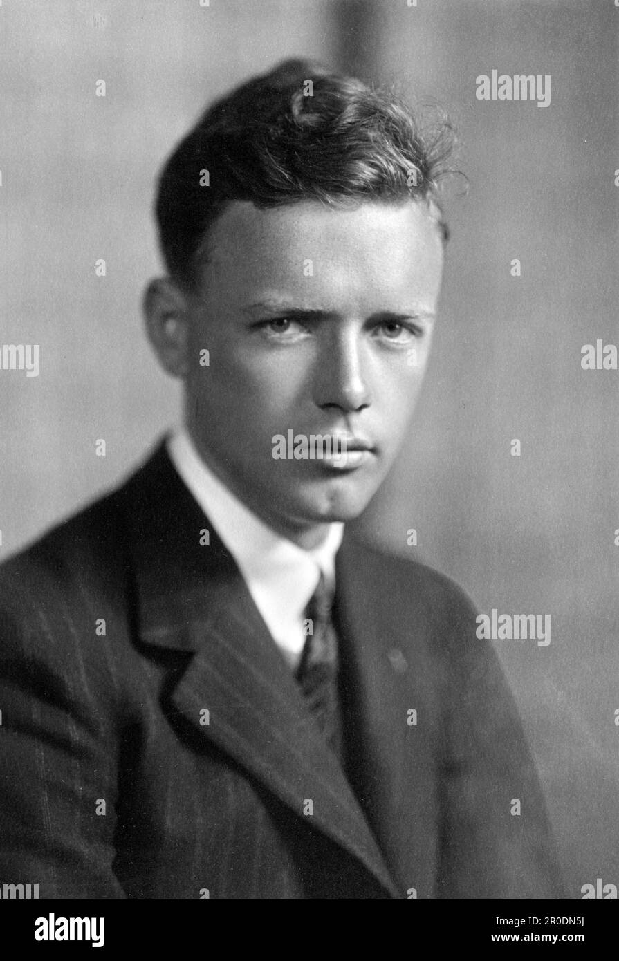 Charles Lindbergh (1902-1974), the American aviator famous for his first non-stop solo flight across the Atlantic in 1927. Photo by Harris & Ewing Studio, 1927 Stock Photo