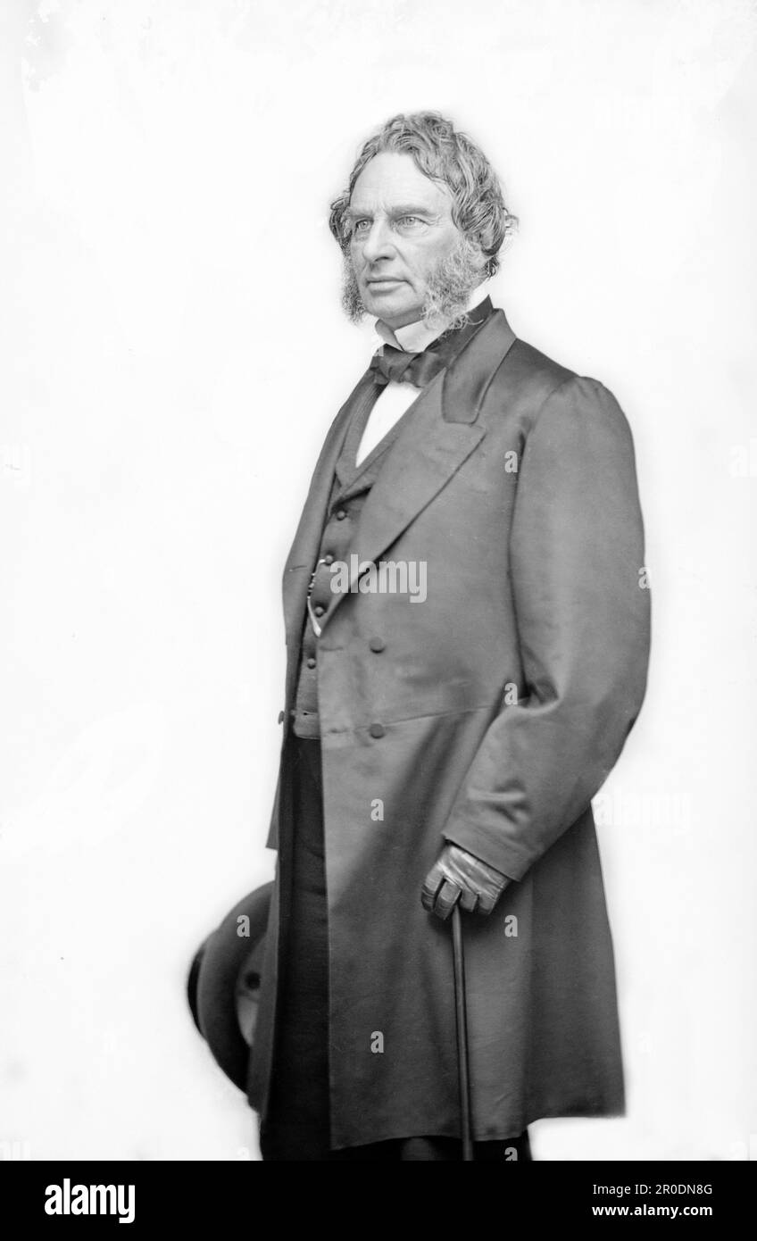 Henry Wadsworth Longfellow (1807–1882), portrait by Mathew Brady Studio, c. 1860-70 Stock Photo