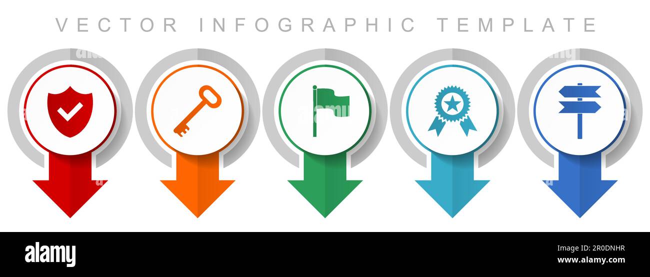 Internet icon set, miscellaneous pointer icons such as shield, key, flag, badge and signpost for webdesign and mobile applications, modern design info Stock Vector