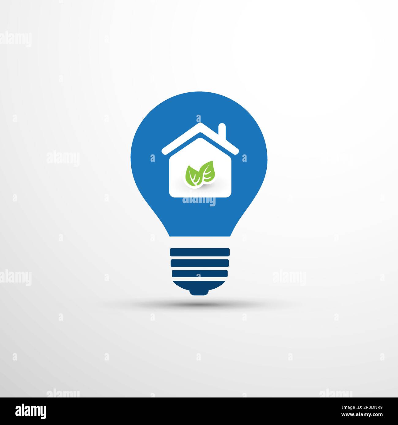 Blue Eco Energy Concept or Icon Design Smart Home, House and Leaves
