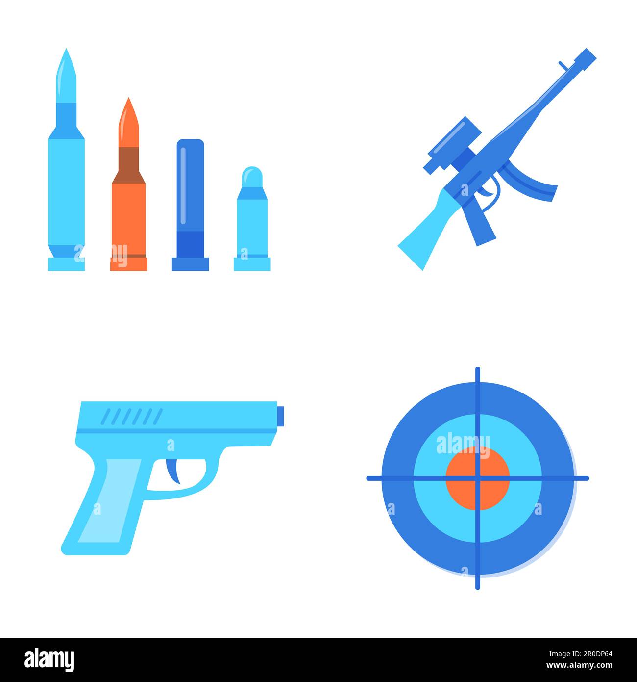 Firearms icon set in flat and line style. Military weapon symbols