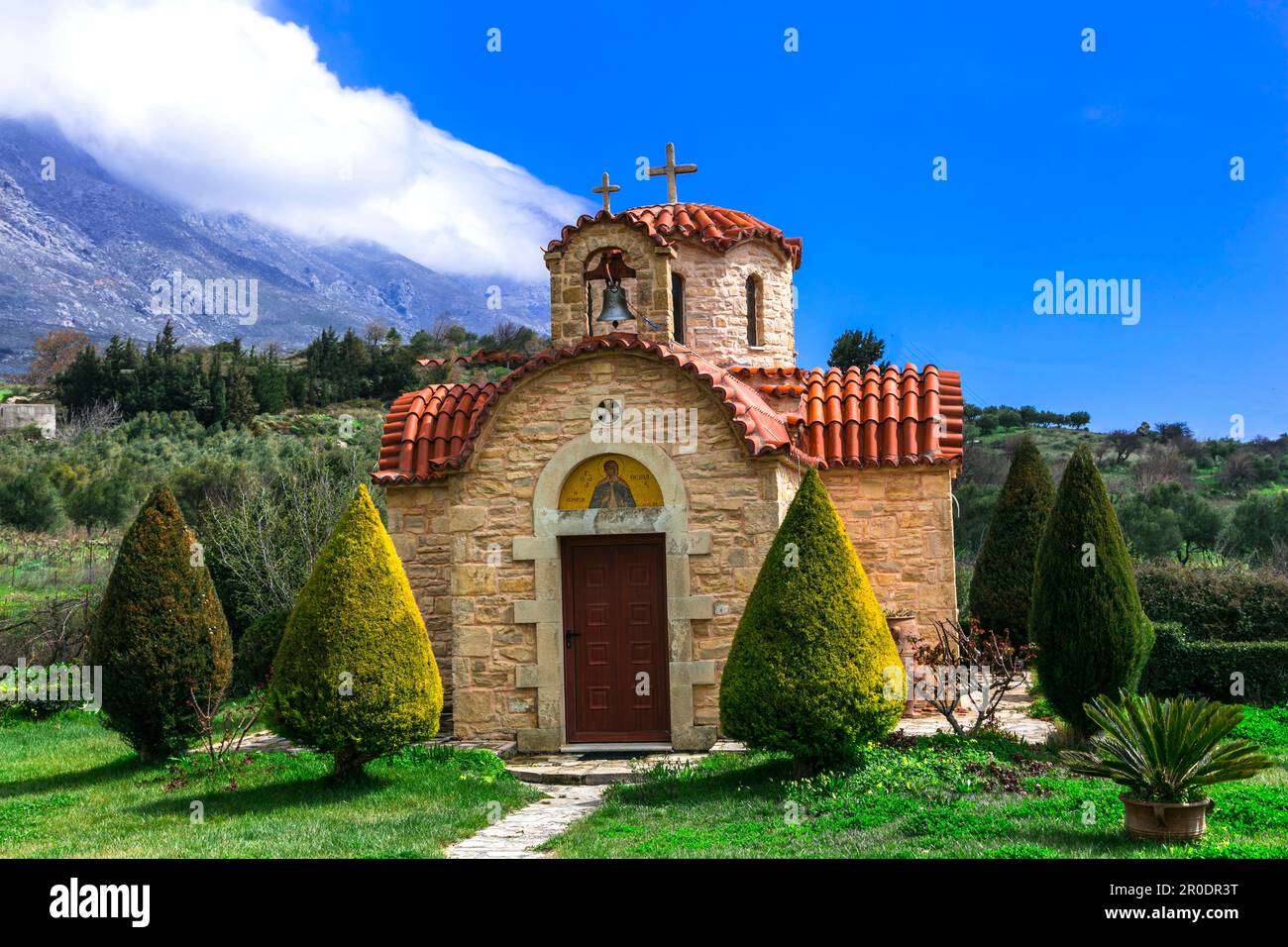 Traditional greek beautiful orthodox churches. Crete island, Greece Stock Photo