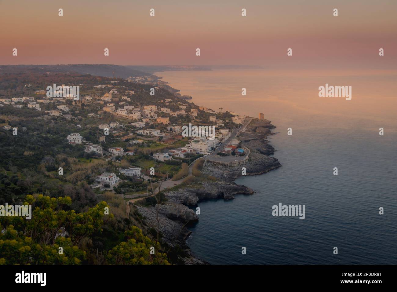 Salento Adriatic coast: viewpoint over Marina Serra - Tricase, Puglia, Italy Stock Photo