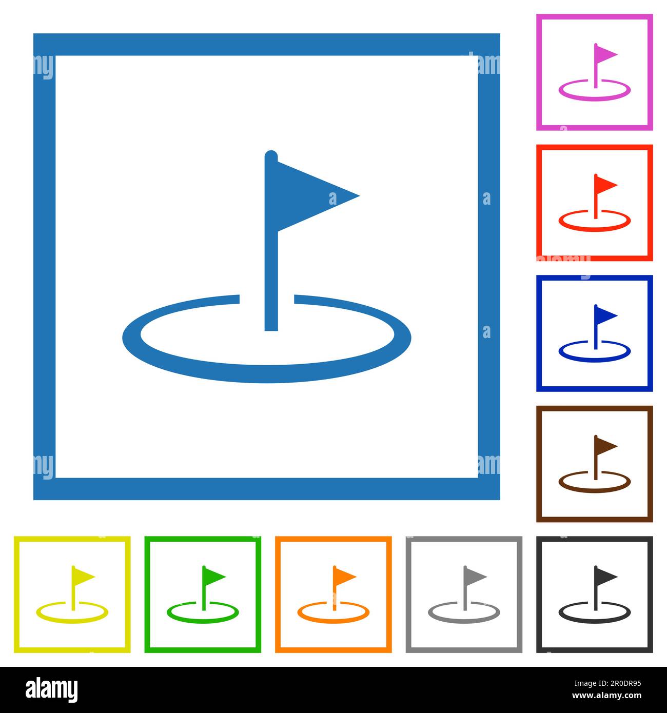 Golf flag flat color icons in square frames on white background Stock ...