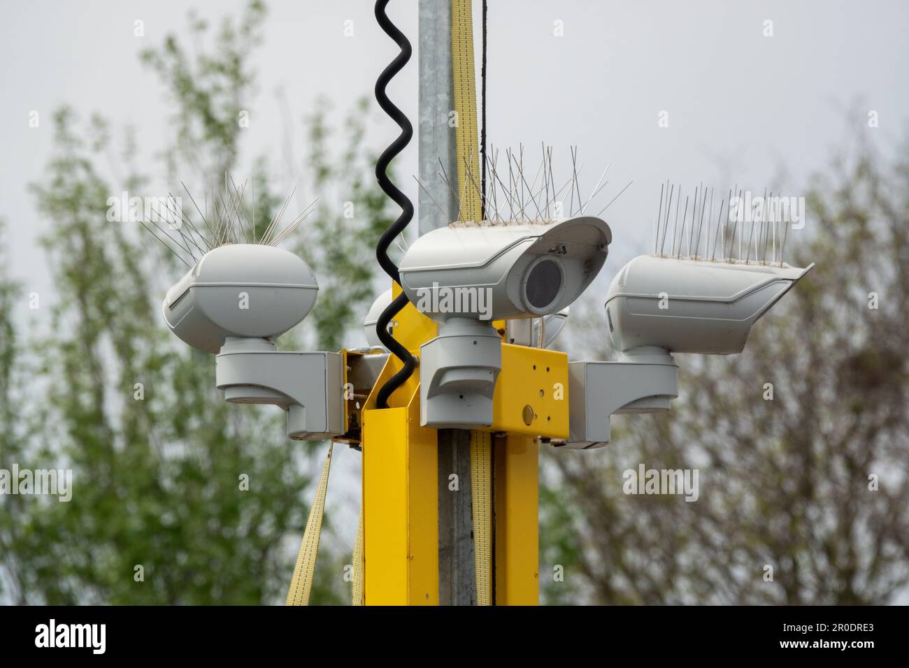 Mobile CCTV cameras looking in all directions Stock Photo