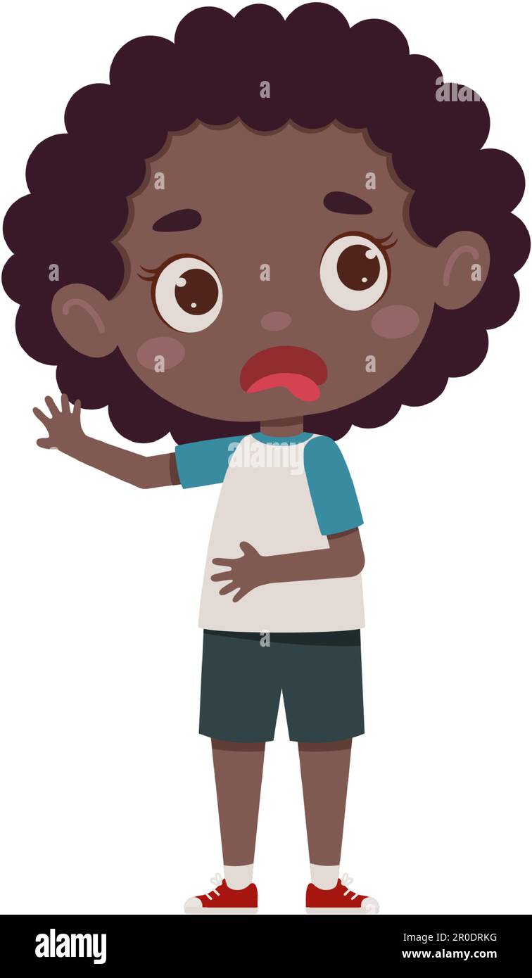 Scared Face Expression - Cute Cartoon Girl Illustration Stock