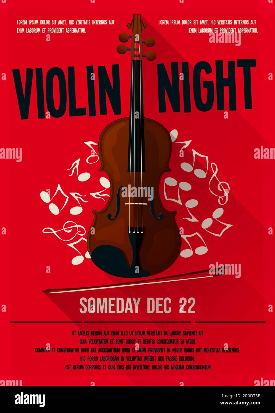 Violin party, gig, concert, performance event. Vector template Stock