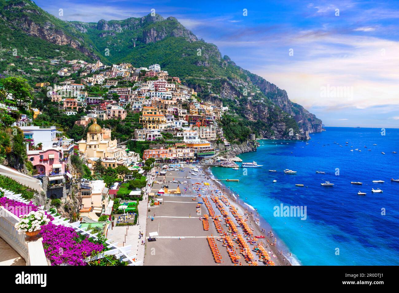 Italy - most beautiful scenic resort and town of Amalfi coast - Positano Stock Photo