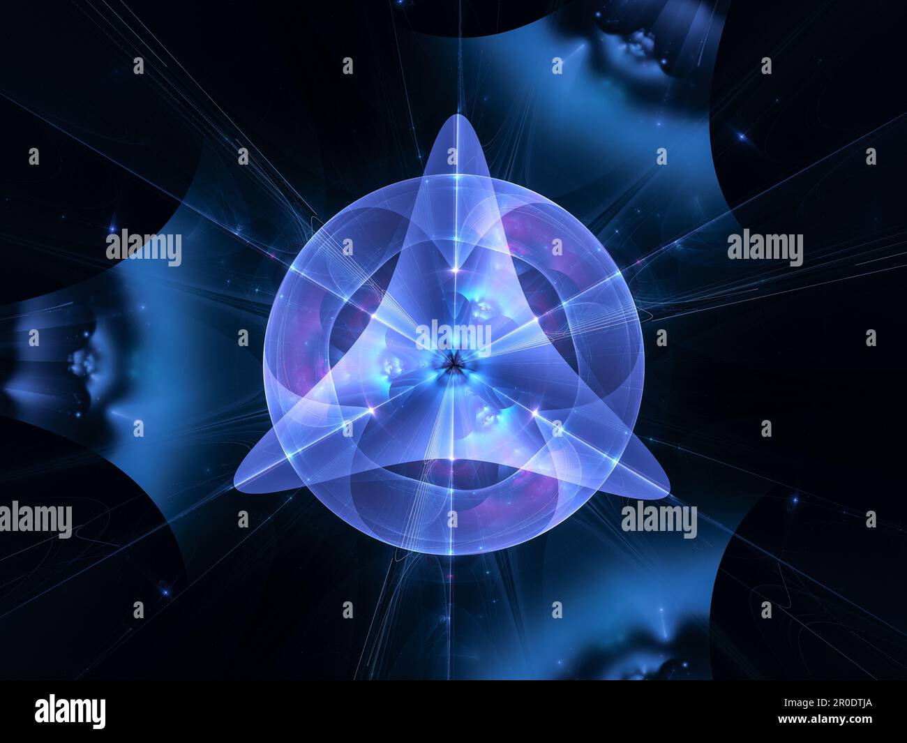 Blue glowing futuristic space technology, triangular shape. Computer generated abstract background, 3D rendering Stock Photo