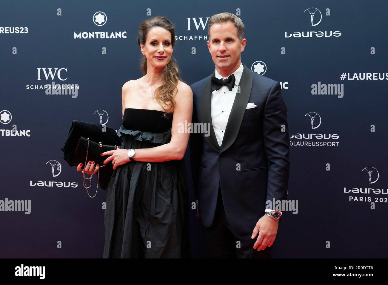 IWC Schaffhausen CEO Christoph Grainger Herr poses with his partner at the Laureus Sports Awards in Paris Monday May 8 2023. AP Photo Lewis Joly Stock Photo Alamy