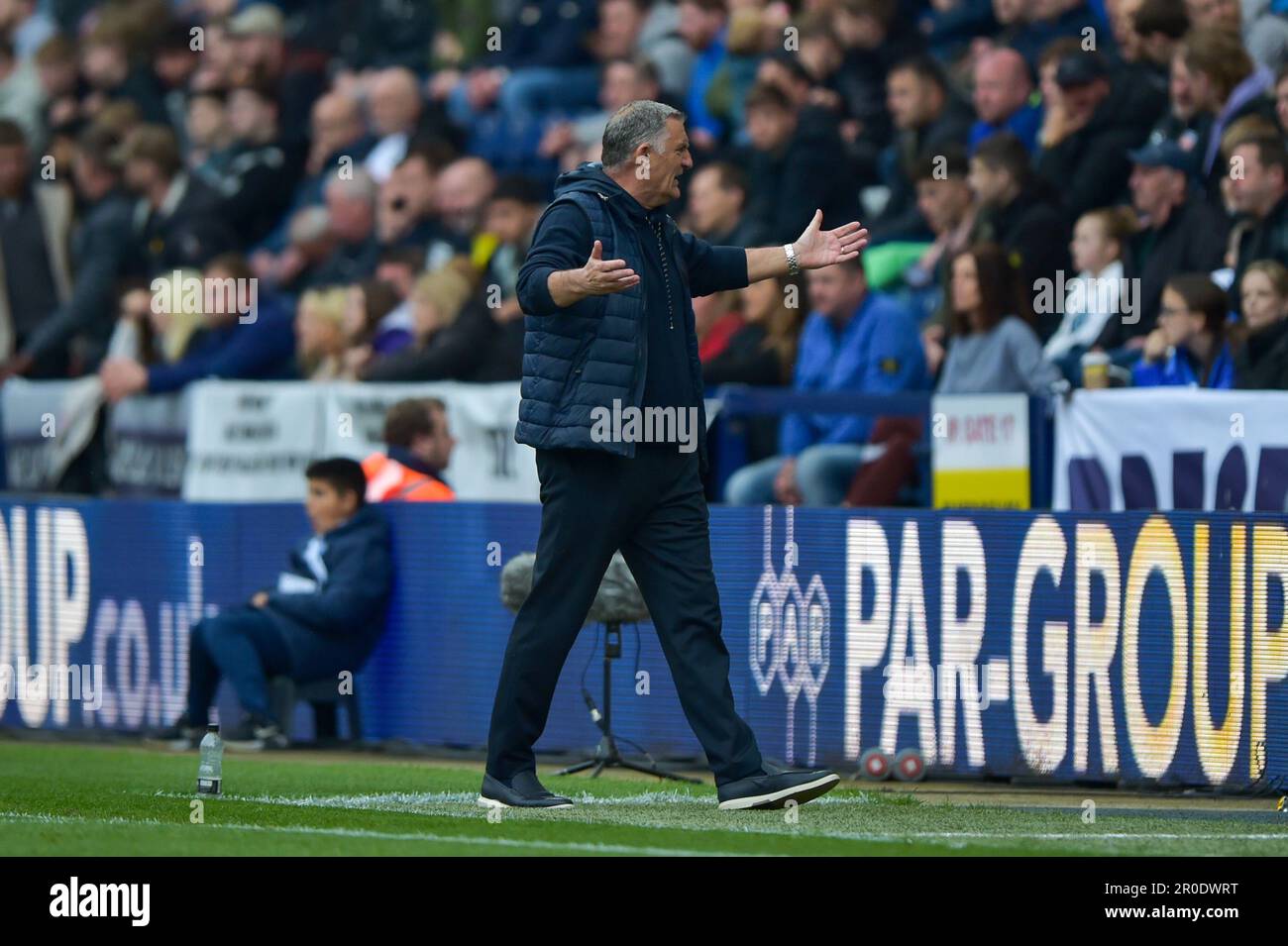 Tony Mowbray, Manager of Sunderland during the Sky Bet Championship match Preston North End vs Sunderland at Deepdale, Preston, United Kingdom, 8th May 2023 (Photo by Craig Cresswell/News Images) in, on 5/8/2023. (Photo by Craig Cresswell/News Images/Sipa USA) Credit: Sipa USA/Alamy Live News Stock Photo