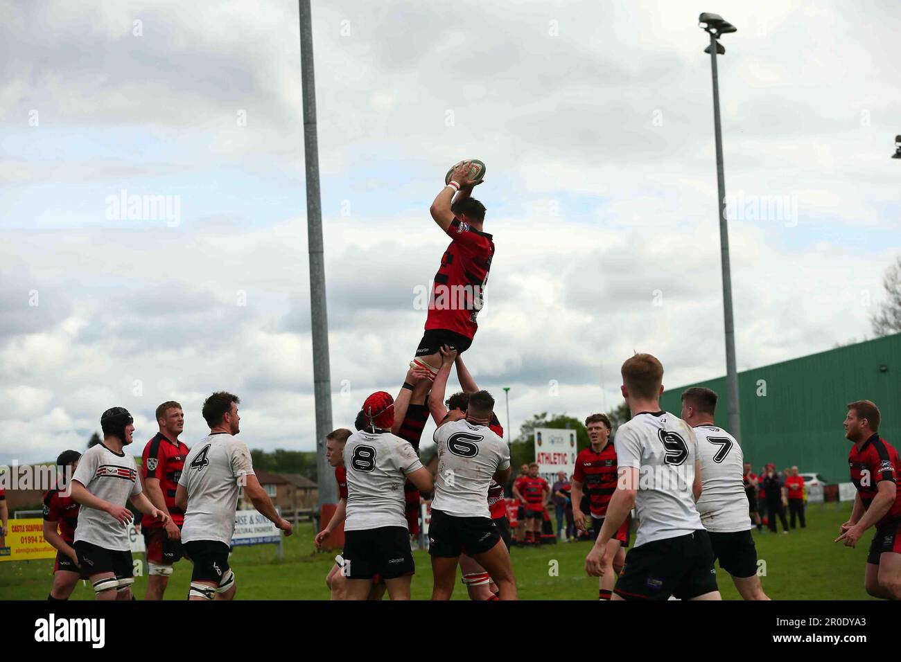 Carmarthen Athletic RFC v Tenby RFC WRU West Div 2 2023 - O Stock Photo