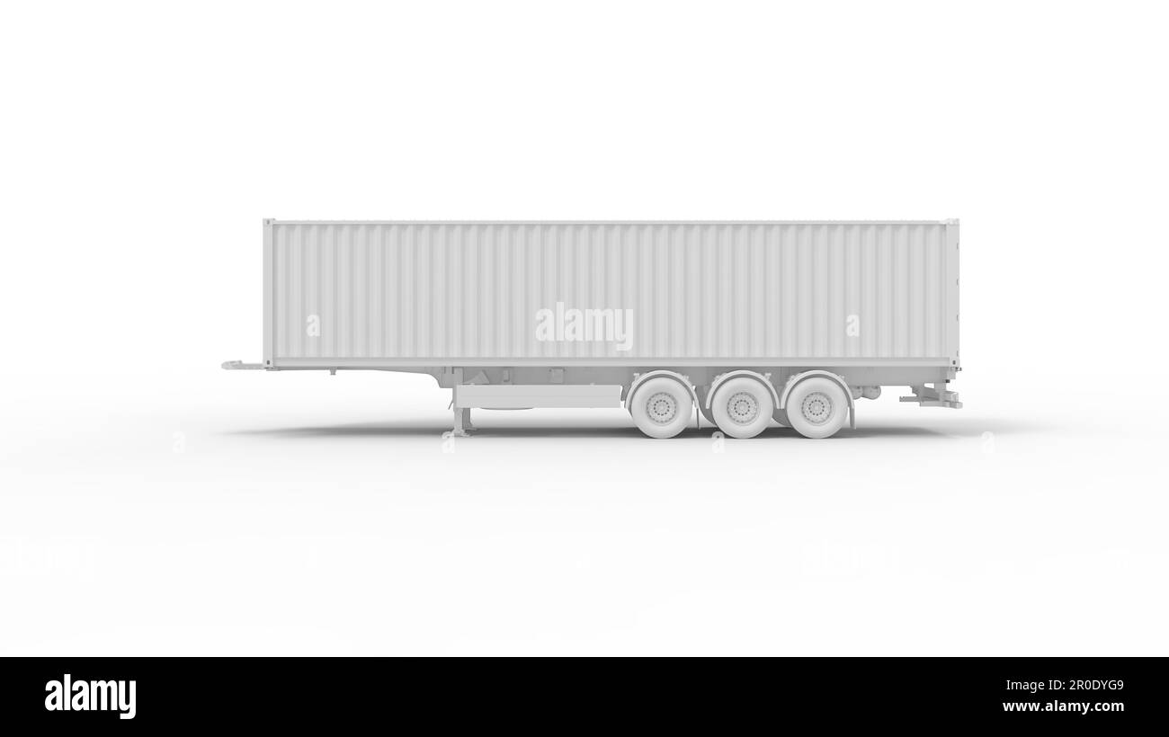 3D rendering of a truck trailer mockup isolated in empty space studio ...