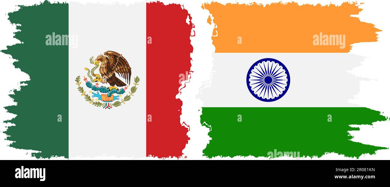 India and Mexico grunge flags connection, vector Stock Vector Image ...