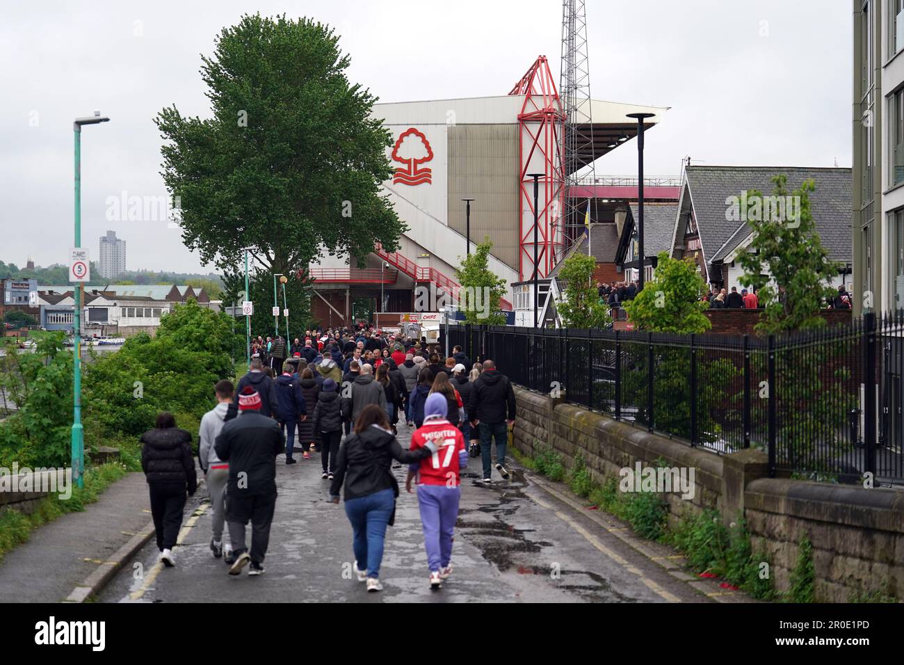 Nottingham Forest fans arriving ahead of the Premier League match at City Ground, Nottingham